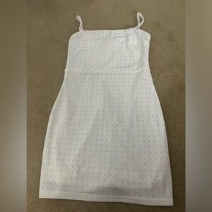 Windsor White Velvet Rhinestone Mini Dress